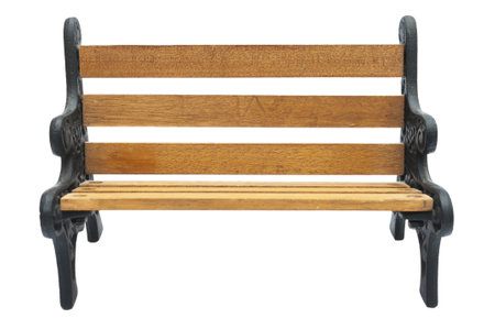 Wooden bench isolated on white backgroundの写真素材