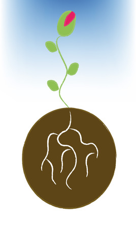 nice illustration of plant and brown ground isolated on whiteのイラスト素材