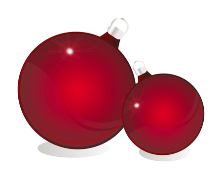 nice illustration - two glossy red christmas ball isolated over white backgroundのイラスト素材