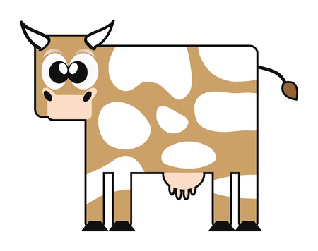 illustration of happy cartoon cow isolation over whiteのイラスト素材