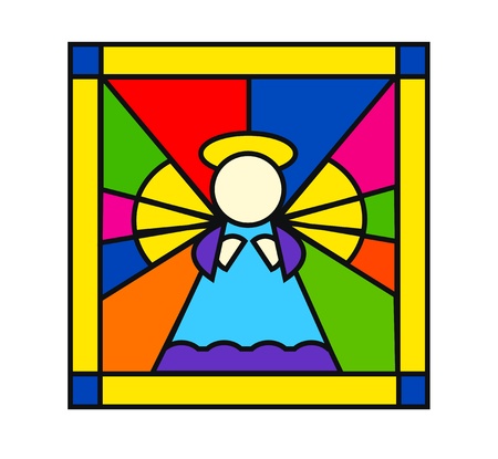 nice illustration of angel in stained glass isolation over white backgroundのイラスト素材