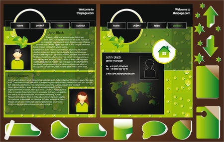 nice eco collection and design template for web site with a lot of sticker, banner, arrows, stars and water dropsのイラスト素材