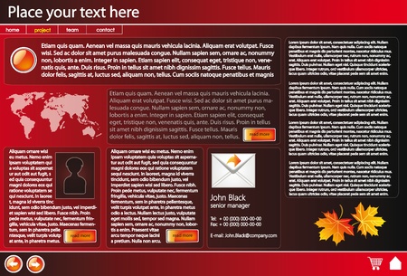 web site design template for company with red background and map of the worldのイラスト素材
