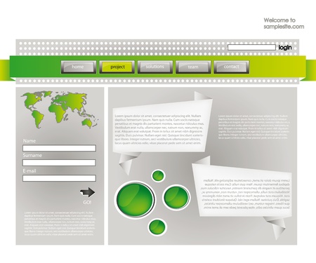 web site design template for company with silver background, frame, arrow and world mapのイラスト素材