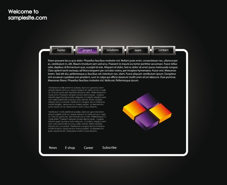 web site design template for company with dark background, frame and world mapのイラスト素材