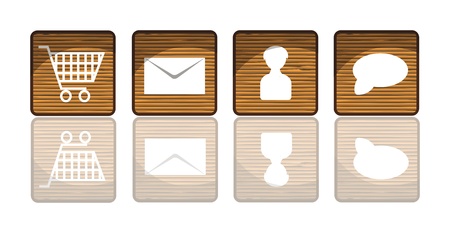 Wooden icons or buttons with reflectionのイラスト素材