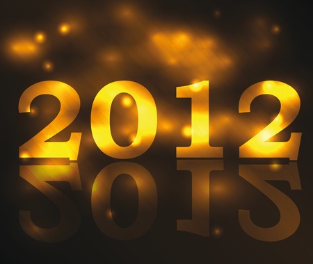 Golden vector symbol for new year 2012 with reflection and nice background