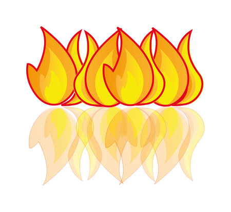 fire flames with reflection. Isolation over white background.のイラスト素材