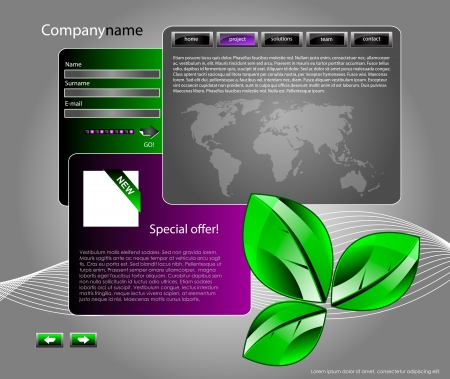 nice web site template banner with frame in green and purple color with ecology motive or themeのイラスト素材