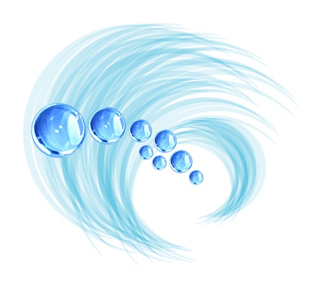 Vector abstract transparent water drops. Wave, splash and blue aqua. のイラスト素材