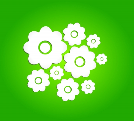 Beautiful vector white abstract flower isolated over green background. Summer time. のイラスト素材