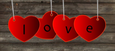 Vector hearts in red color. Wood or wooden table background. ValentineÂ´s Day card.のイラスト素材