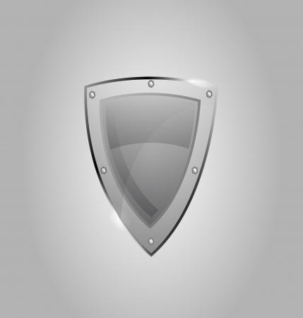 Vector glass security shield  Transparent and clear  Gray and silver color  Icon for your website のイラスト素材