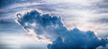 HDR panorama of blue sky with white clouds