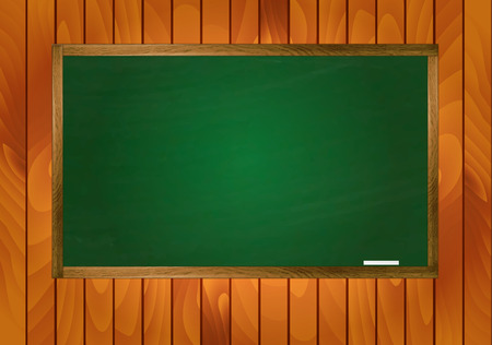 School blackboard on wooden background. Back to school theme. Vector illustrationのイラスト素材