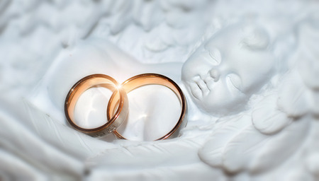 Two nice wedding rings. Love concept backround.の写真素材