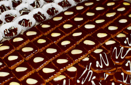 Detail of homemade confectionary or sweets. Food background.