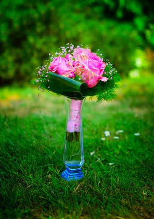 Detail of bouquet of roses in garden in summer time.の写真素材