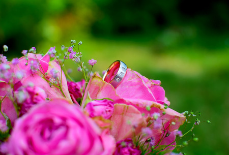 Detail of bouquet of roses in garden in summer time.の写真素材