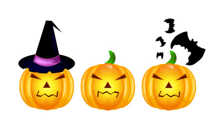 Vector halloween set of pumpkins isolated over white backgroundのイラスト素材