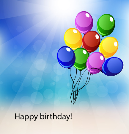 Vector happy birthday card with a lot of balloonsのイラスト素材