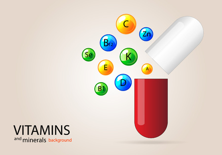 vitamins and minerals medical background. Health theme.のイラスト素材