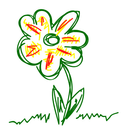 Vector hand drawn flower isolated over white background.の写真素材
