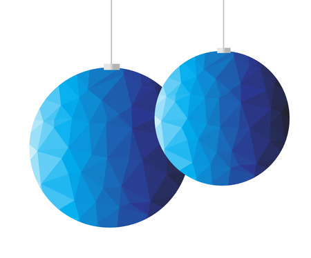 Vector abstract blue polygon christmas decoration isolated over white backgroundのイラスト素材