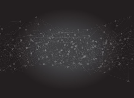 Vector network abstract dark background with lines and little circles.のイラスト素材