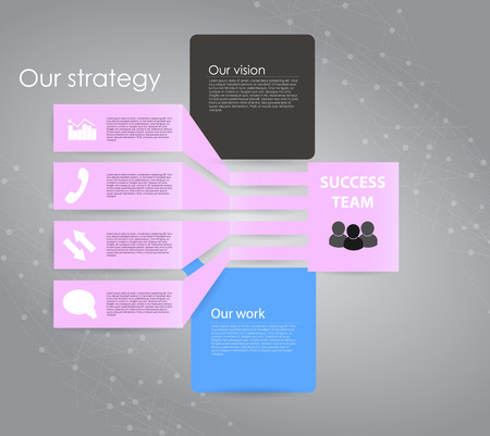 Vector elements for business infographic. Template for graph, presentation or diagram.Business concept, options, parts, steps or processes. Abstract background. Infographics with cube bubbles and flat line sacred geometry / mission, vision, future and strのイラスト素材