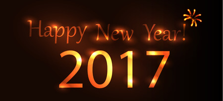 Happy new year 2017. Greeting card or background with fireworks.のイラスト素材