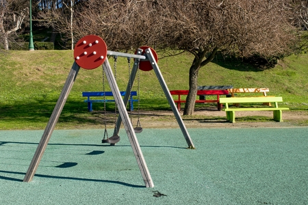 Children Park attraction, the colourful benches and swings
