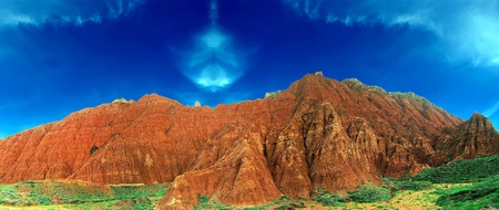 Wind erosion landform,Also known as the Yadan landform - Filming in China's Qinghaiの写真素材