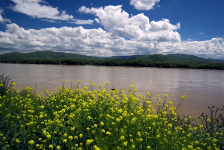 Wetlands,Taken in the upper reaches of the Yellow River in China,was taken in August ,2008の写真素材