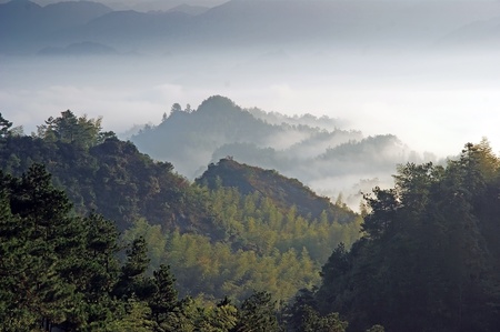 The mountains and Clouds  - beautiful landscape of ZiYuan  County Guangxi, Chinaの写真素材