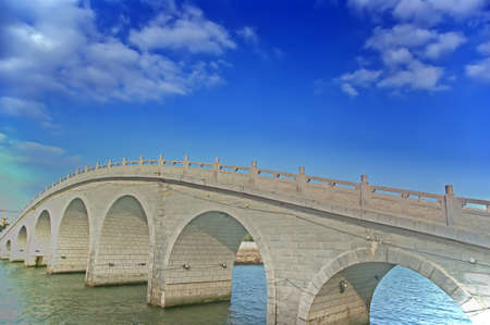 Arch bridge in the form invented by the ancient Chinese, still in useの写真素材