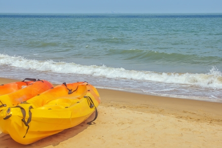 Background image of blue sky and white clouds sea beachの写真素材