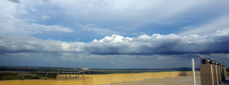 Background image of the blue sky and seasの写真素材