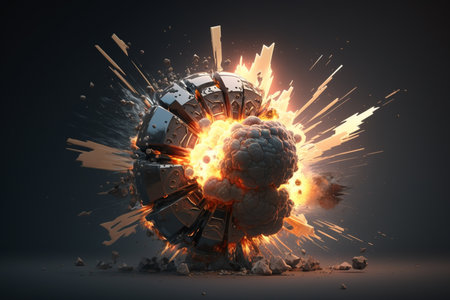3d illustration of explosion and blast in the form of a ballの素材