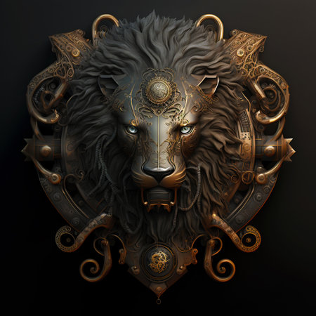 Zodiac sign Leo. Zodiacal horoscope circle. 3D renderingの素材