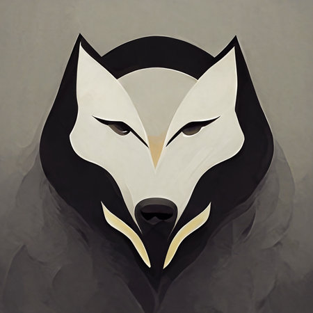 Illustration of a wolf head on a black background. Vector illustration.の素材