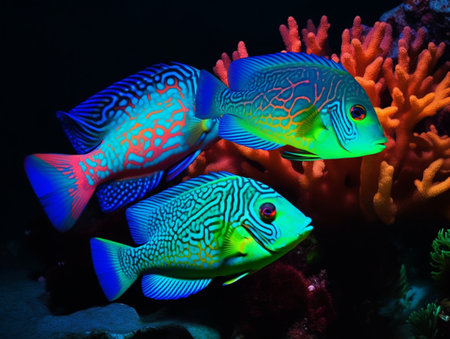 Colorful tropical fish on a coral reef in the Red Sea.の素材