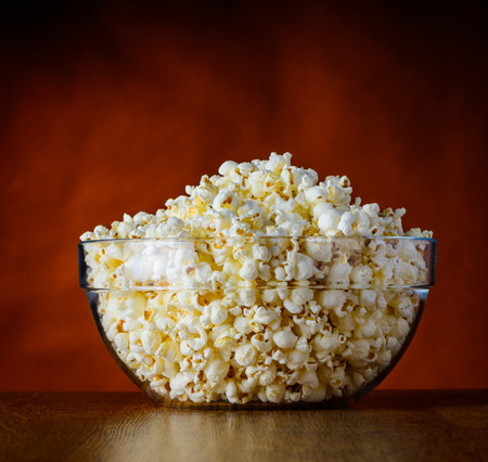 Single bowl with Popcorn in still lifeの写真素材