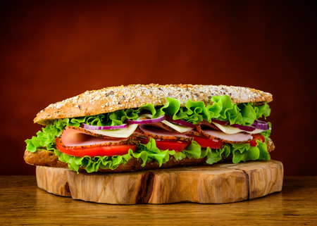Tasty looking Sandwich with Lettuce, onions meat and Tomatoの写真素材