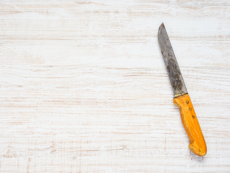Top View of Butcher Knife with Copy Space Text Areaの写真素材