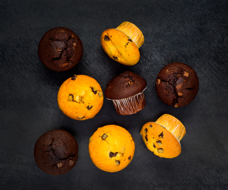 Top View of Brown and White Muffins dessert Foodの写真素材