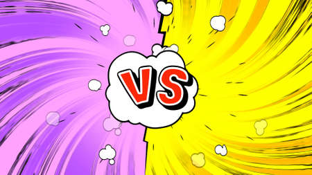 Versus concept, bold anime style. Visual dichotomy, appearing as a decoded text message, with a two-parts split screen. VS icon.の写真素材