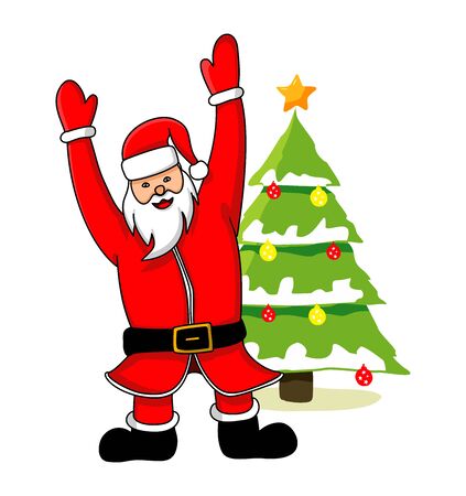 Santa Claus with christmas treeのイラスト素材