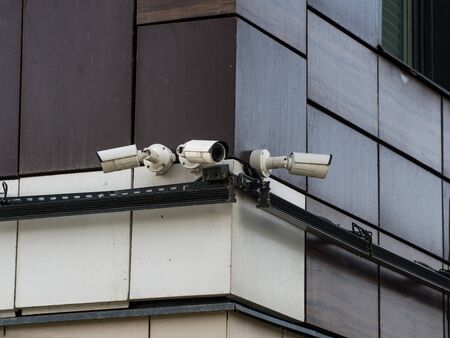 Image of a cctv camera. Private area is safe. Big brother is watching you. Video surveillance for...