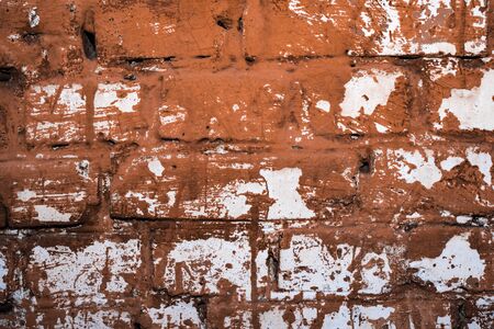The texture of a brick wall in white paint. Background image. Old wallの写真素材
